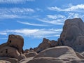 Rocks formation in Joshua Tree National Park in California on a sunny day with beautiful sky Royalty Free Stock Photo