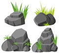 Rocks and grasses on white background