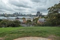 The Rocks and Harbor Bridge from Observatory Hill Rotunda. Sydney, Australia