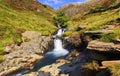 Rocks, Heather and mountain stream waterfalls