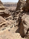 The rocks in the historic city of Petra in Jordan