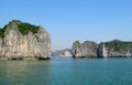 Rocks and islands of Ha Long Bay near Cat Ba island, Vietnam.
