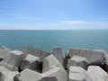 rocks of the jetty in the sea. Royalty Free Stock Photo