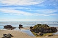 Rocks at Killantringan Bay looking out to sea Royalty Free Stock Photo