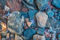 Rocks on the lake beach