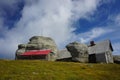 Rocks and lodge on Omu Peak Royalty Free Stock Photo