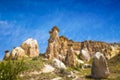 Rocks looks like mushrooms near Cavusin, Cappadocia, Turkey