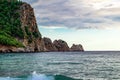Rocks in the Mediterranean Sea in Alanya Turkey Royalty Free Stock Photo