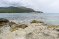 Rocks by the Mediterranean sea on the island of Ibiza in Spain, Royalty Free Stock Photo