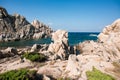 Rocks and Mediterranean Sea. Landscape of Valley Of The Moon. Sardinia, Italy