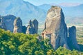 Rocks of Meteora in Greece with Rousanou nunnery