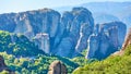 Rocks of Meteora with The Monastery of Roussanou Royalty Free Stock Photo