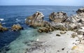 Rocks and the ocean are beautiful at Monterrey Bay. Royalty Free Stock Photo