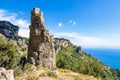 Rocks on the Path of the Gods on the Amalfi Coast in Italy Royalty Free Stock Photo