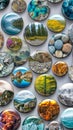 Rocks pebbles natural textures diverse collection circular forms design abstract