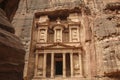 Rocks of Petra and the Al Khazneh or The Treasury at Petra, Jordan