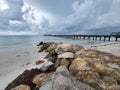 Rocks and pier ocean Royalty Free Stock Photo