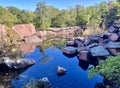 Elephant Rocks State Park, Belleview, MO. Quarry with pond Royalty Free Stock Photo