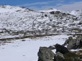 Rocks on a plain in the Snowy mountains Royalty Free Stock Photo