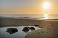 Morning at the south end of Tybee Island beach Royalty Free Stock Photo