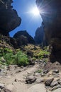 Rocks of popular Tenerife island hiking trail from Masca village Royalty Free Stock Photo