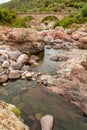 Rocks, river & Pont du Fango at Manso in Corsica