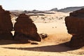 Rocks and Sand - Fascinating desert landscape in the Sahara, Chad -Impression of a Sahara expedition Royalty Free Stock Photo