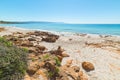 Rocks and sand in Le Bombarde beach in Alghero Royalty Free Stock Photo