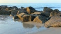 Morning at the south end of Tybee Island beach Royalty Free Stock Photo