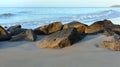 Morning at the south end of Tybee Island beach Royalty Free Stock Photo