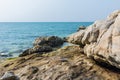 Rocks , sea and blue sky - Bangsaen Beach, Khao Sam Muk, Chonb Royalty Free Stock Photo