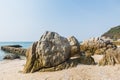 Rocks , sea and blue sky - Bangsaen Beach, Khao Sam Muk, Chonb Royalty Free Stock Photo