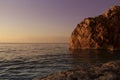 Rocks in the sea. Coastal landscape at sunset Royalty Free Stock Photo