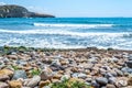 Rocks by the sea in Santa Caterina di Pittinuri shore Royalty Free Stock Photo