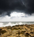 rocks, sea and sky before storm Royalty Free Stock Photo