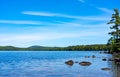 Rocks and shore of Branch Lake in Maine in the summertime Royalty Free Stock Photo