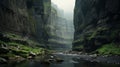 Misty Gothic River: A Serene Passage Through Northern China\'s Eerily Realistic Terrain