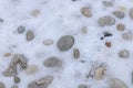 Rocks in snow winter Royalty Free Stock Photo
