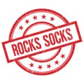 ROCKS SOCKS text written on red vintage round stamp