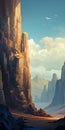 Mountain Landscape In 2d Game Art Style With Illusionary Paintings