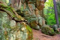 Rocks in Stolowe Mountains in Silesia Royalty Free Stock Photo