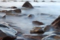 Rocks and stone in blurred sea landscape detail