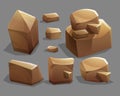 Rocks and stones. Cartoon Stones and rocks in isometric style. Set of different boulders.