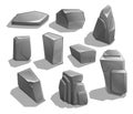 Rocks and stones. Cartoon Stones and rocks in isometric style. Set of different boulders.
