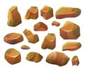Rocks and stones. Cartoon Stones and rocks in isometric style. Set of different boulders. Royalty Free Stock Photo