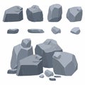 Rocks, stones collection. Different boulders in isometric 3d flat style Royalty Free Stock Photo