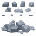 Rocks, stones collection. Different boulders in isometric 3d flat style Royalty Free Stock Photo