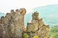 Rocks and Stones of Mountain with aerial view seaside on background