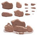 Rocks, stones set in cartoon style. Twelve isometric 3d boulders Royalty Free Stock Photo