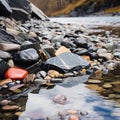 rocks and stones on the shore of a river Royalty Free Stock Photo